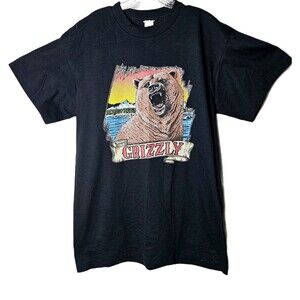 GRIZZLY TSHIRT SINGLE STITCH Mens XL 100% Cotton Vintage 1980s USA NWOT!